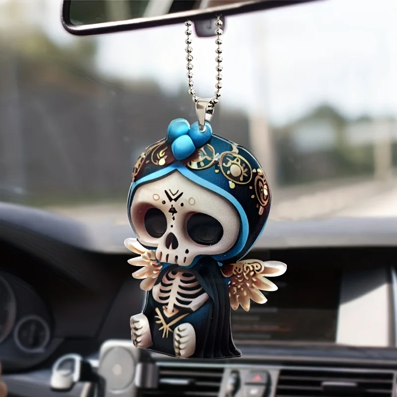 

Winged Skull Halloween Car Pendant Car Interior Decoration Holiday Decoration Pendant Christmas Tree Decoration Keychain Gift