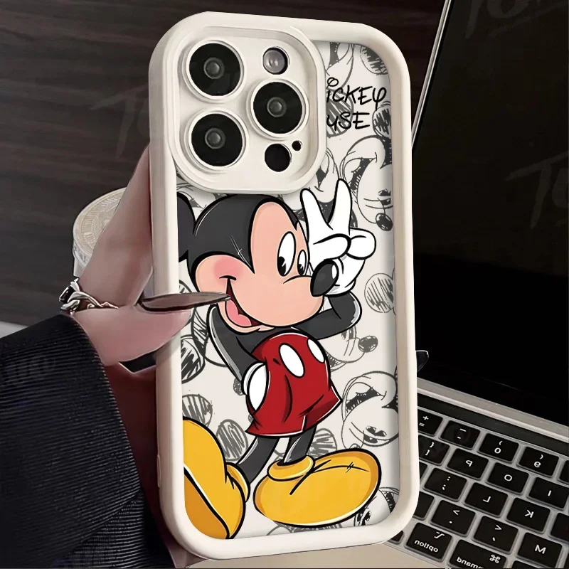 thumbnail image 1 of Disney-funda de teléfono de Mickey y Minnie para iPhone, carcasa suave de silicona líquida a prueba de golpes para modelos 15, 14, 13, 12, 11 Pro Max, XS, X, XR, 8, 7 Plus, SE 2020, 1 of 5
