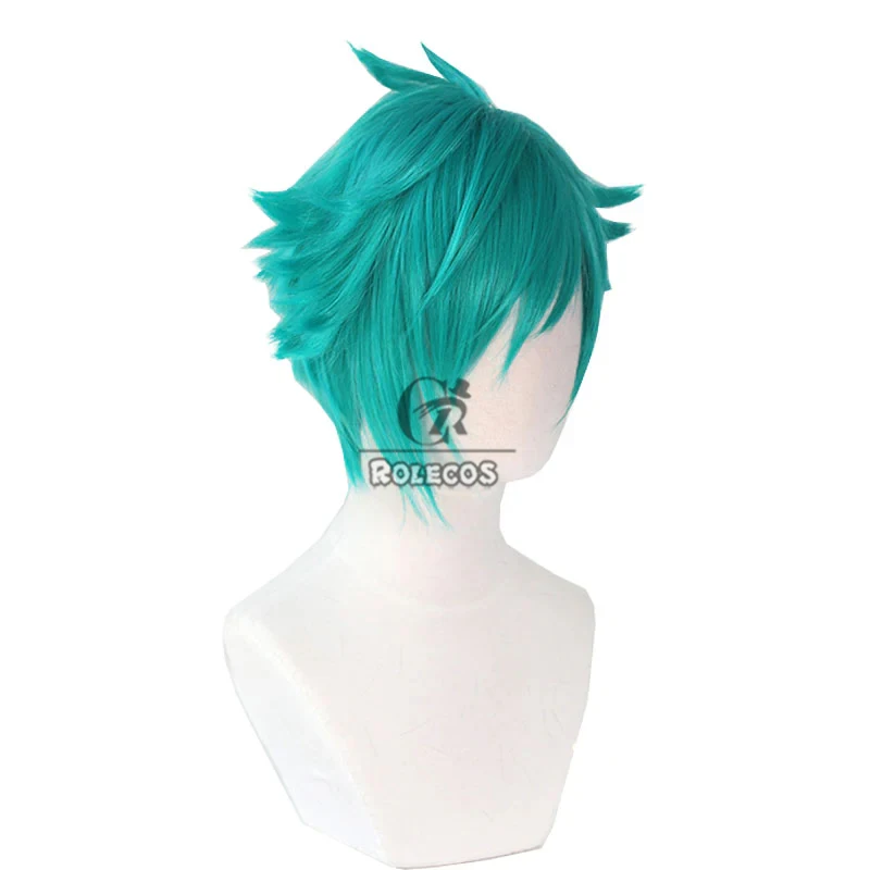 ROLECOS Synthetic Hair Game LOL Heartsteel Aphelios Cosplay Wigs LOL Aphelios Halloween 30cm Short Blue Green Wig Synthetic Hair
