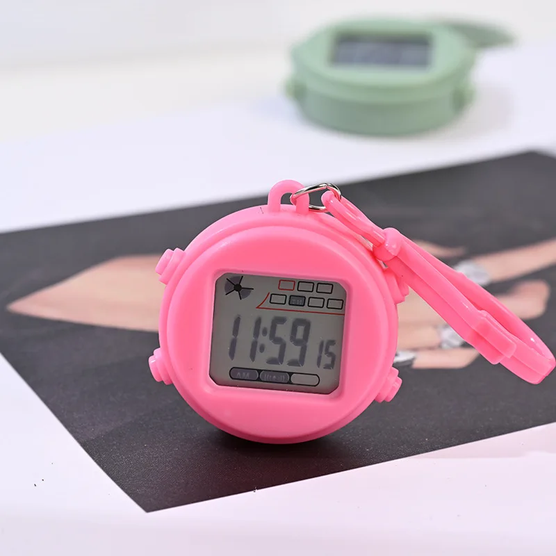 Keychain small hanging watch night light alarm clock mini electronic watch student backpack buckle watch
