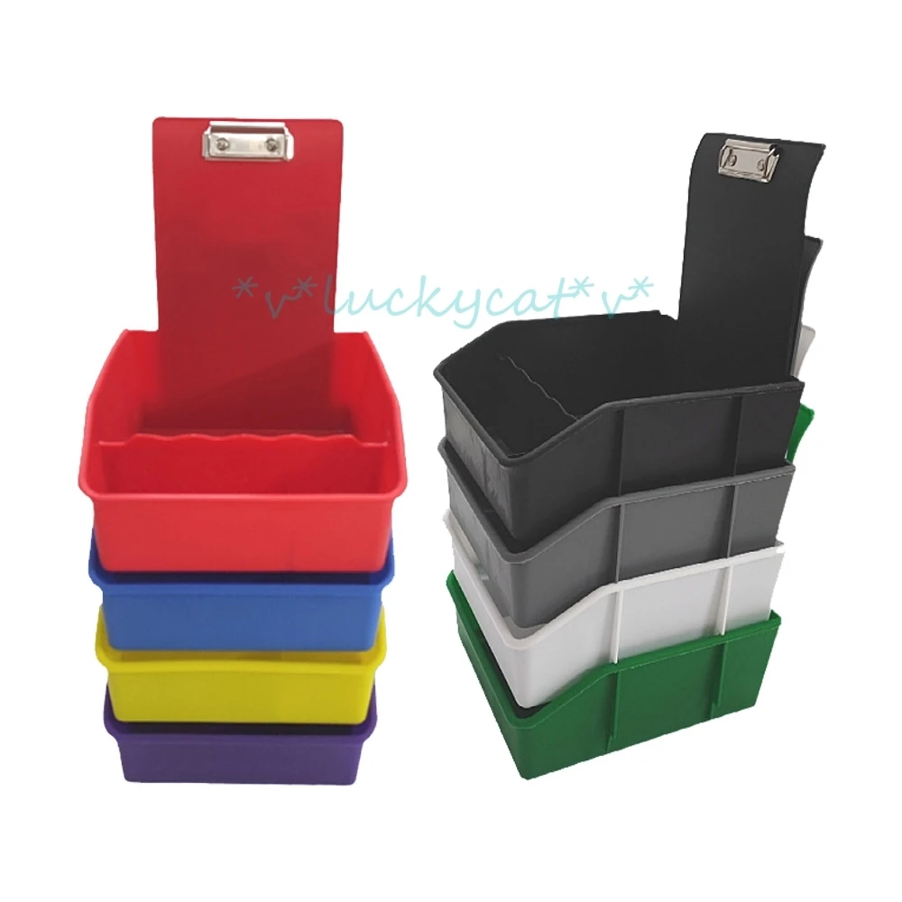 

New arrival useful Dental PP Plastic Colourful Storage Box Work Tray Pans Durable Storage Case With Clip Holder Dentistry Tool