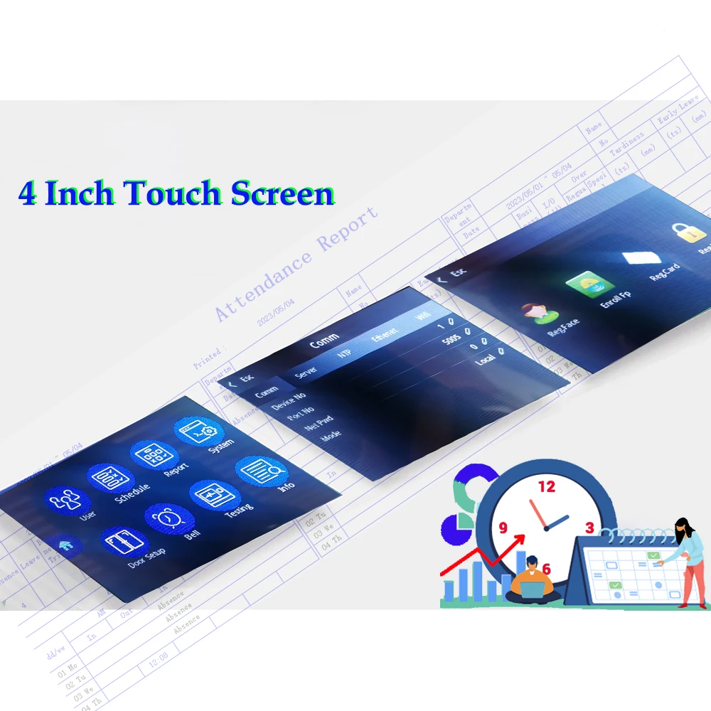 WiFi Facial Face Recognition Time Attendance Machine Desktop Fingerprint Card Empolyee Electronic Attendance Management System