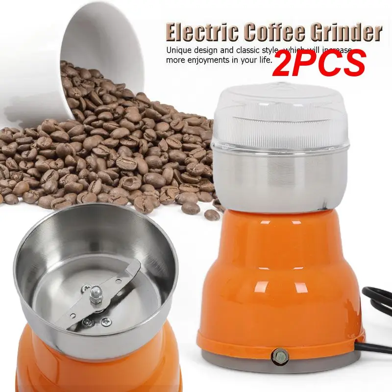 

2PCS Mini Kitchen Electric Coffee Grinder Salt Pepper Grinder Powerful Spice Nuts Seeds Coffee Bean Grind Machine Electronic EU