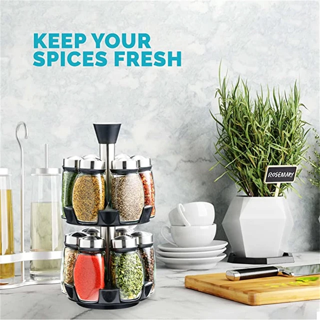 1 Set, Spices And Seasonings Sets, Revolving Countertop Spice Rack With 18  Spice Jar, Windmill Rotating Spice Rack For Countertop Or Cabinet, Multifun