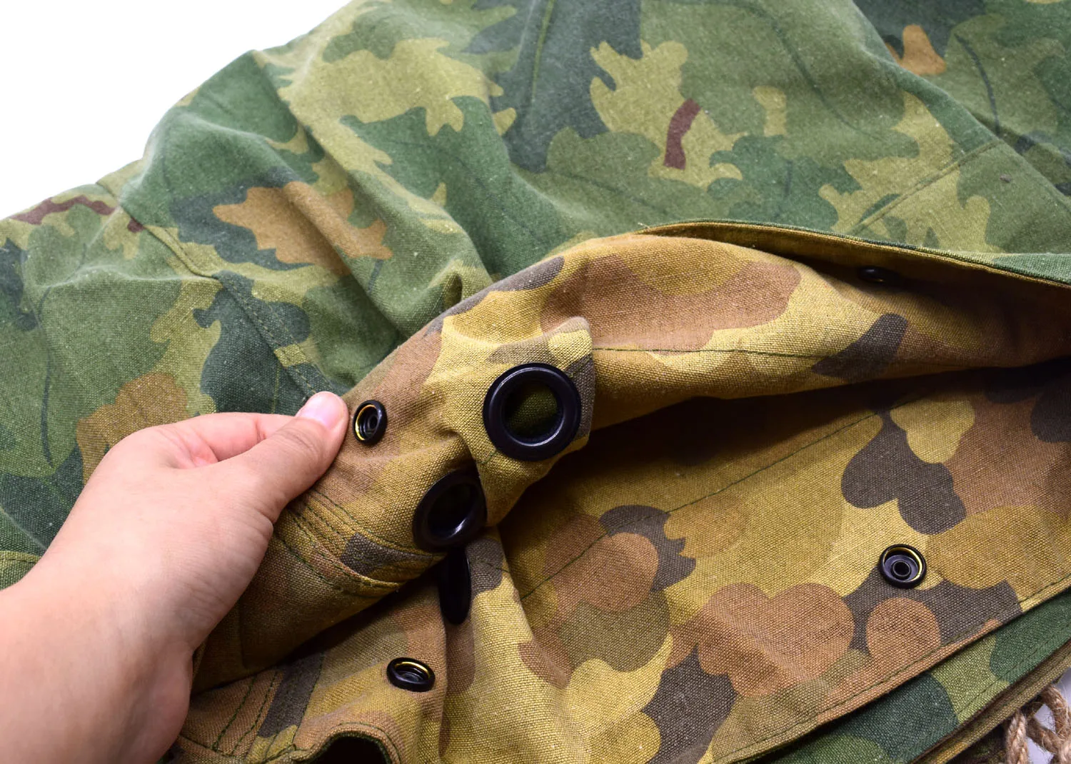 REVERSIBLE Vietnam War US M1 Mitchell Camouflage Half shelter Tent 002