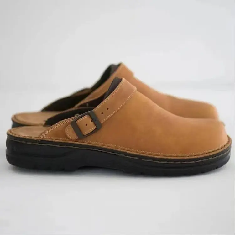 Neue Herren Frau Hausschuhe Sommer Pu Lederschuhe Vintage Soft Bottom Slip auf Sandalen Strand Hausschuhe Männer Freizeit schuhe Größe 38-48 – Detail 2
