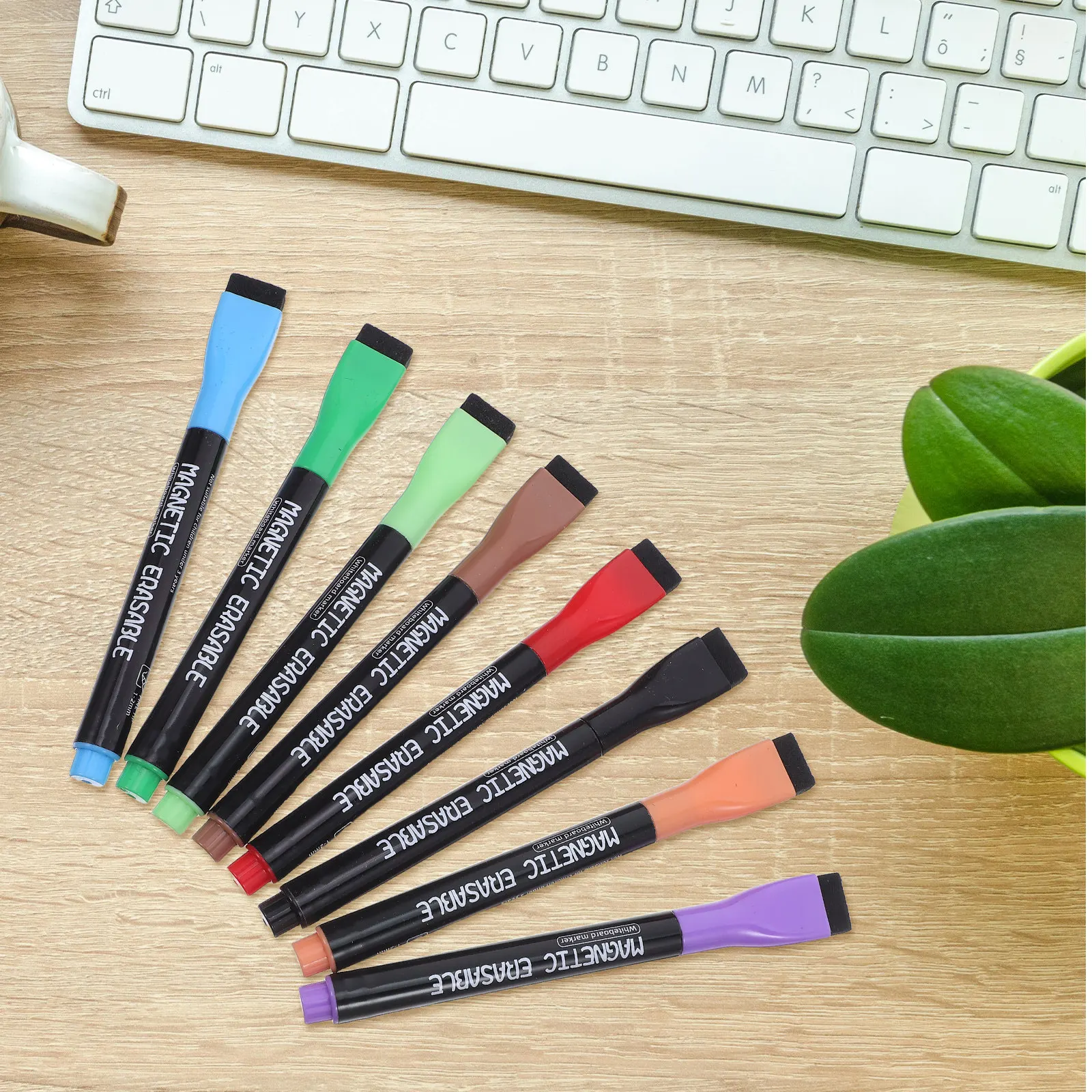 8개입 자석 화이트보드 마커 드라이 이레이저 펜, 미세 팁, 자석 지우개 캡 내장, 저취 잉크, 교실, 사무실, 가정용