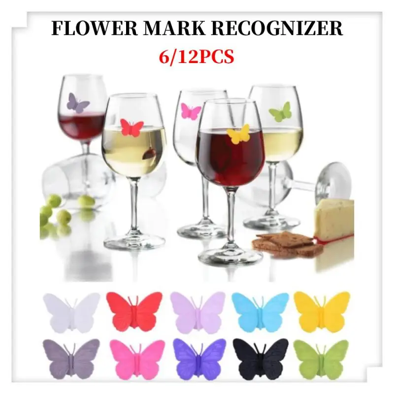 Wine Glass Marker Wine Glass Decorations 6/12pcs Wine Glass Marker Creative Butterfly Silicone Drink Charms