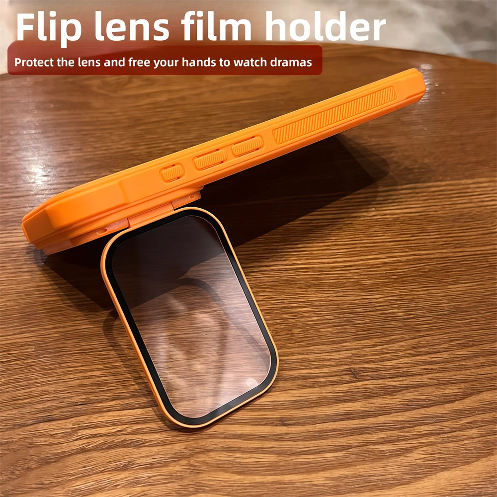 Magnetic Armor Flip Stand Phone Case with Full Lens Protection - Matte Finish and Air Design