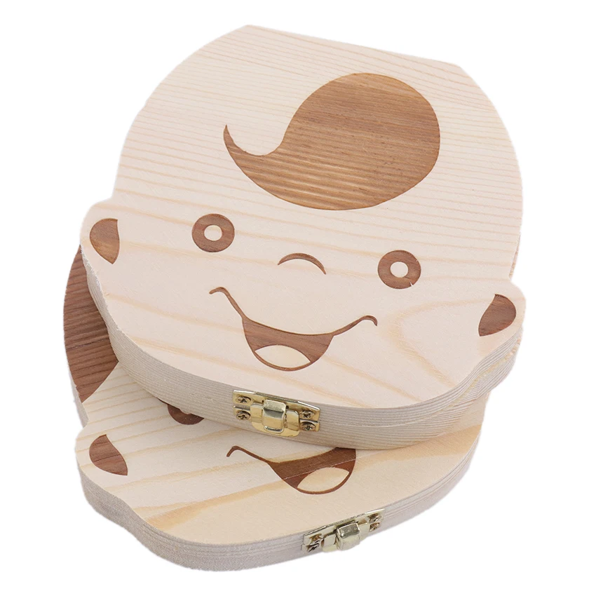 

Wood Tooth Box Organizer Milk Teeth Storage Collect Teeth Umbilical Save Souvenirs Gifts Language English Baby Baby Tooth Box