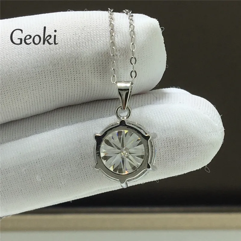 Silver 925 Original 5 Carat Round Brilliant Cut Diamond Test Past D Color Moissanite Wedding Pendant Necklace Gemstone Chain