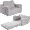 Convertible 2-In-1 Toddler Chair, Dual-Function Soft Sherpa Sofa Folding Chair For Little Ones, Transforms From Sofa To Recliner
