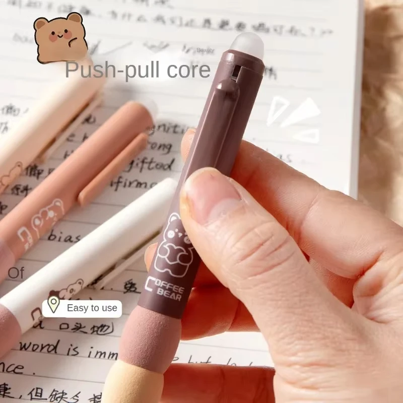 Soft Cloud Grip Erasable Press Gel Pen ST Tip Quick Drying Ballpoint Pen Student 0.5mm Black Ink Office Accessories 4PCS/Box