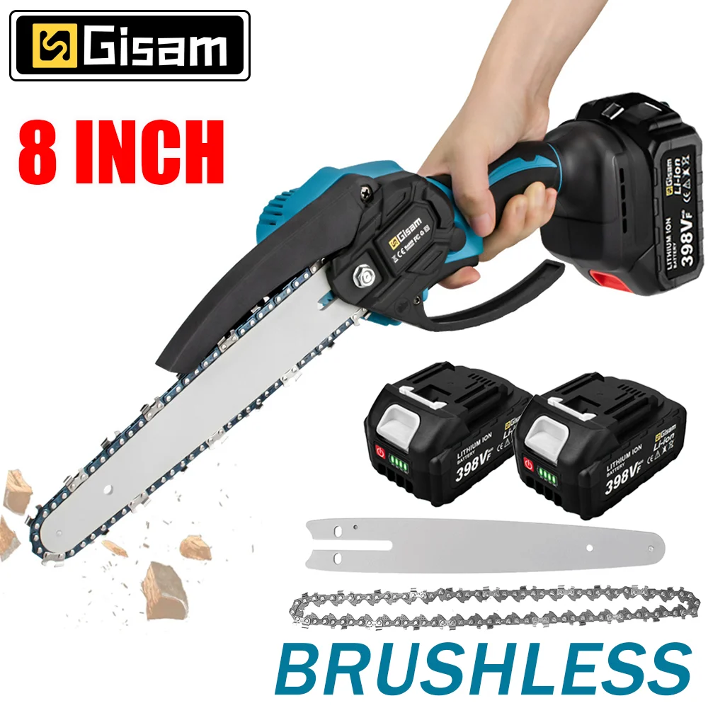 8Inch Electric Saw Brushless Motor 3000W Rechargeable Battery Cordless Chainsaw
