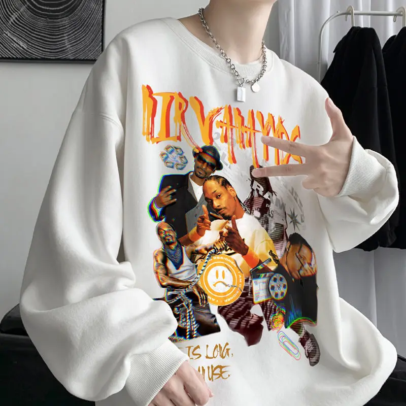 American style street round neck sweater men loose all match handsome ins couples jacket trendy 2022 autumn hoodies