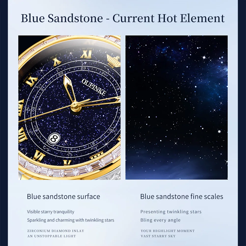 OUPINKE Original Automatic Mechanical Women's Watch Starry sky Diamond Luminous Waterproof Luxury Brand Ladies's Wristwatches