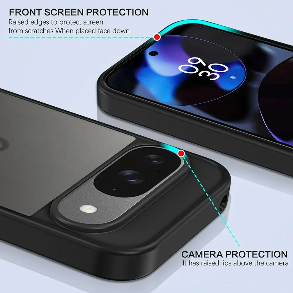 Enhanced Shockproof Military Grade Case - Transparent Black Matte Hybrid Cover