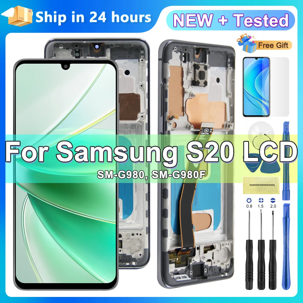 

tft Screen S20 5G With Frame, For Samsung Galaxy S20 G980 G980F G980F/DS LCD Display Touch Screen Digitizer Assembly Replacement