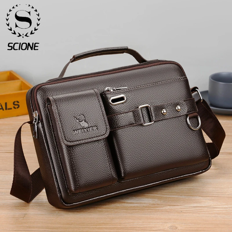 

Casual Business Commuter Shoulder Bags Fashion Messenger Handbags For Men Large Capacity Leather Crossbody Pack K537