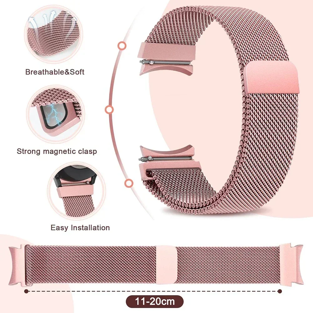 Official No Gap Interface Strap For Samsung Galaxy Watch 7 6 5 4 44mm 40mm Metal  Magnetic Loop Watch 6-4 Classic 47mm 46mm Band