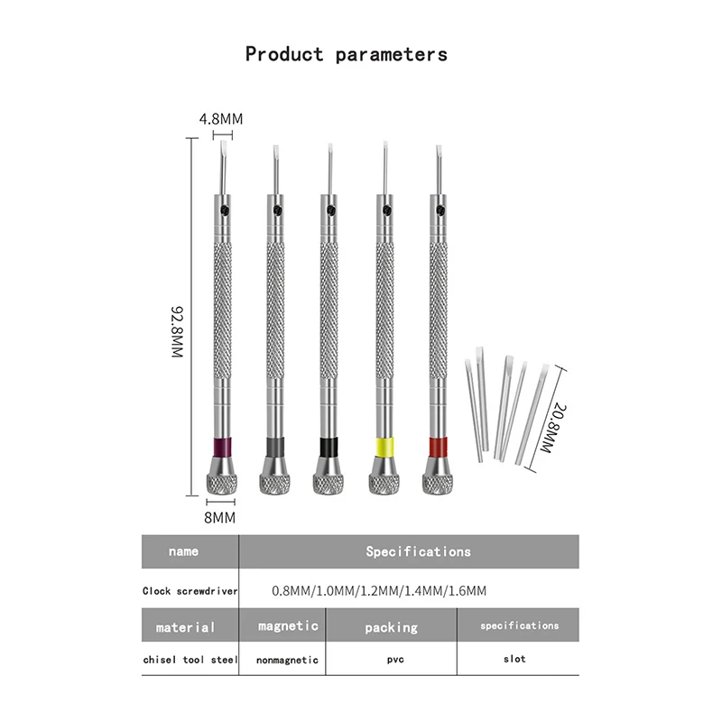 

Mini Steel Screwdriver Set 5pcs For Repairing Watch And Electronics Toy Computer Band Removal With Link Pin Watchmaker Tool