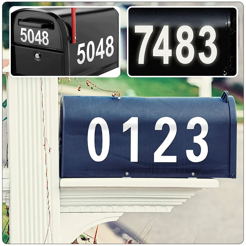 5장의 햇빛 차단 반사 우편함 번호 스티커, 야외 헬멧, 문패, 쓰레기통, 사물함, 자동차용 자가 접착 데칼