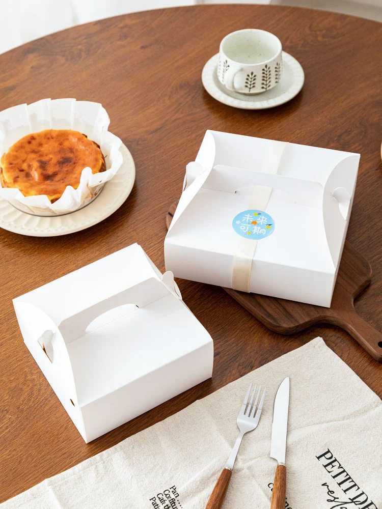 Pure White Mousse Cheese Bask Box Cake Paaging Box Handheld Cookie Western Pastries Box 0 Sets 6 Inch 8 Inch Cake Boxes