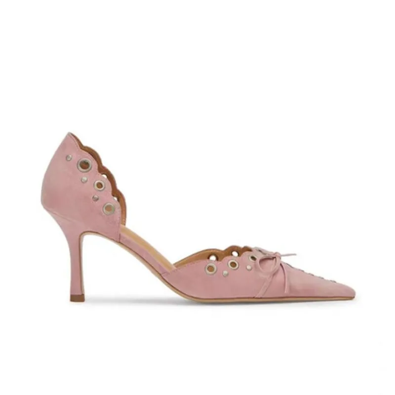 

2024spring Summer New Pointed Toe Stud Cut-out Stiletto Heel European and American Plus Size Sandals Single Shoes Slippers Women