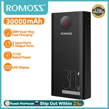 ROMOSS 보조배터리 고속 충전 C 타입 충전기, PEA30 보조베터리, 샤오미 아이폰용 외장 배터리, 30W