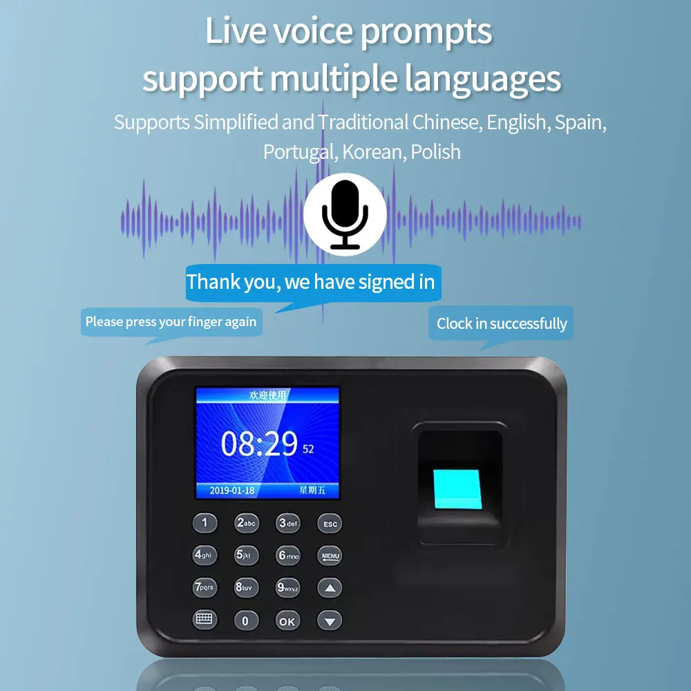 A5 Biometrische Vingerafdruk Werknemer Tijdregistratie Slimme Tijd Klok Recorder Apparaat Usb-Gegevens Beheren
