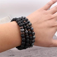 Volcanic Stone Bracelet for Men Lava Wooden Beads Bracelet Tibetan Buddha Wrist Chain Women Men Jewelry Gift New Bracelets 3