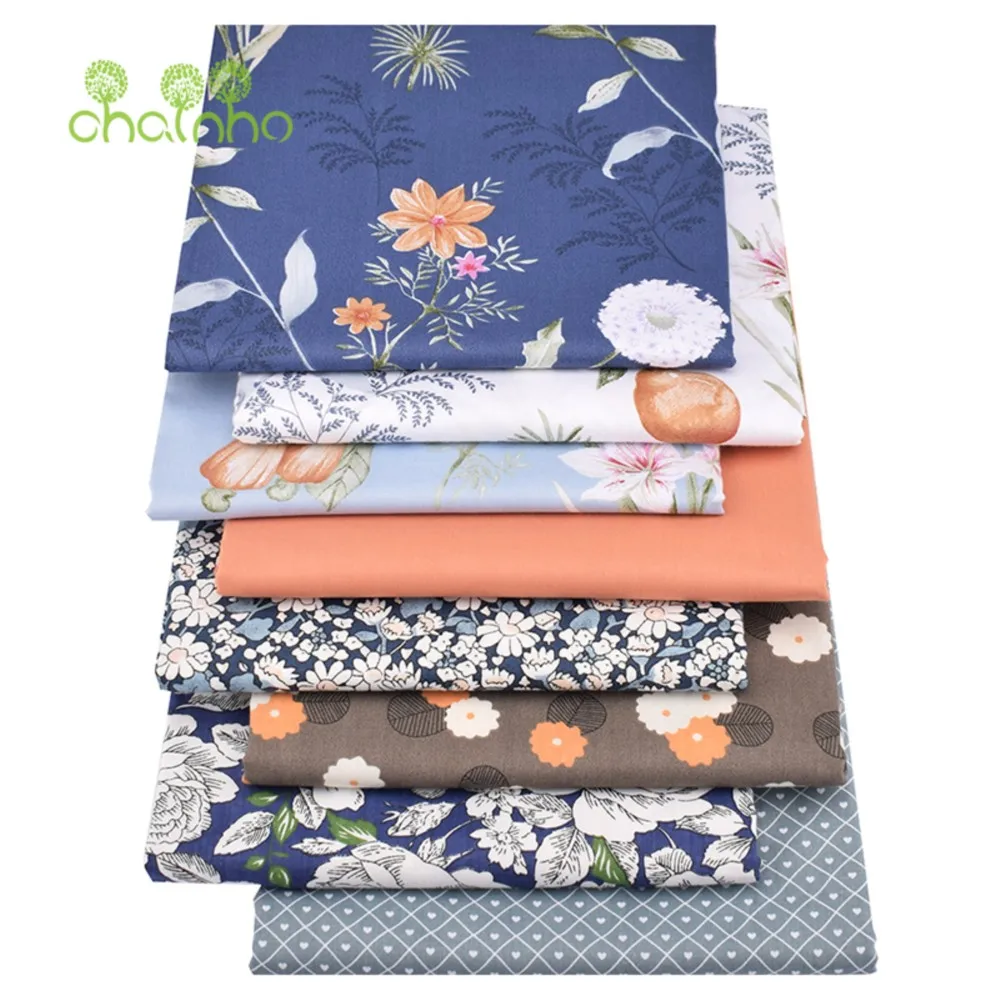 Chainho,Printed Twill Weave Cotton Fabric,DIY Quilting Sewing Material,Patchwork Cloth,8 Designs Floral Series,2 Sizes,15C115