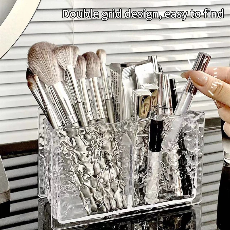 2 Holes Cosmetic Storage Box Makeup Brush Holder Organizer Lipstick Eyebrow Pencil Bathroom Storage Display Stand 4