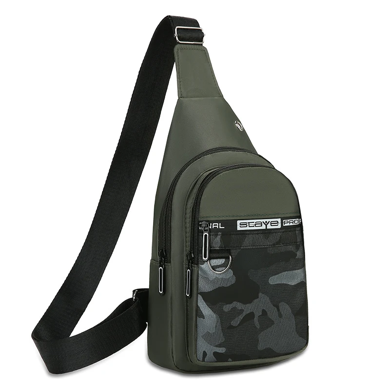 Men's crossbody bag with mobile phone pocket, adjustable shoulder strap, multi pocket chest bag, suitable for leisure, sports, a