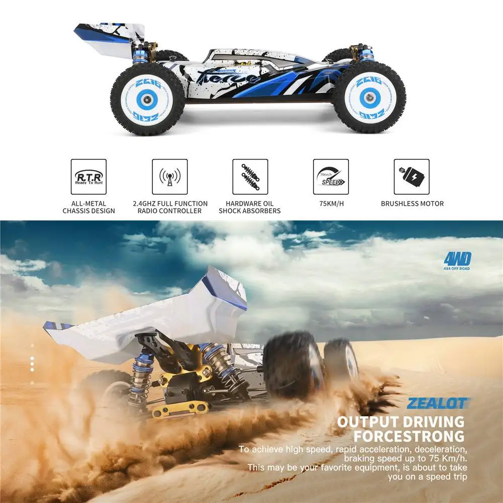

WLtoys 124017 75KM/H High Speed Brushless 4WD 2.4G Racing RC Car Electric Car Off-Road Drift Remote Control Toys for Children