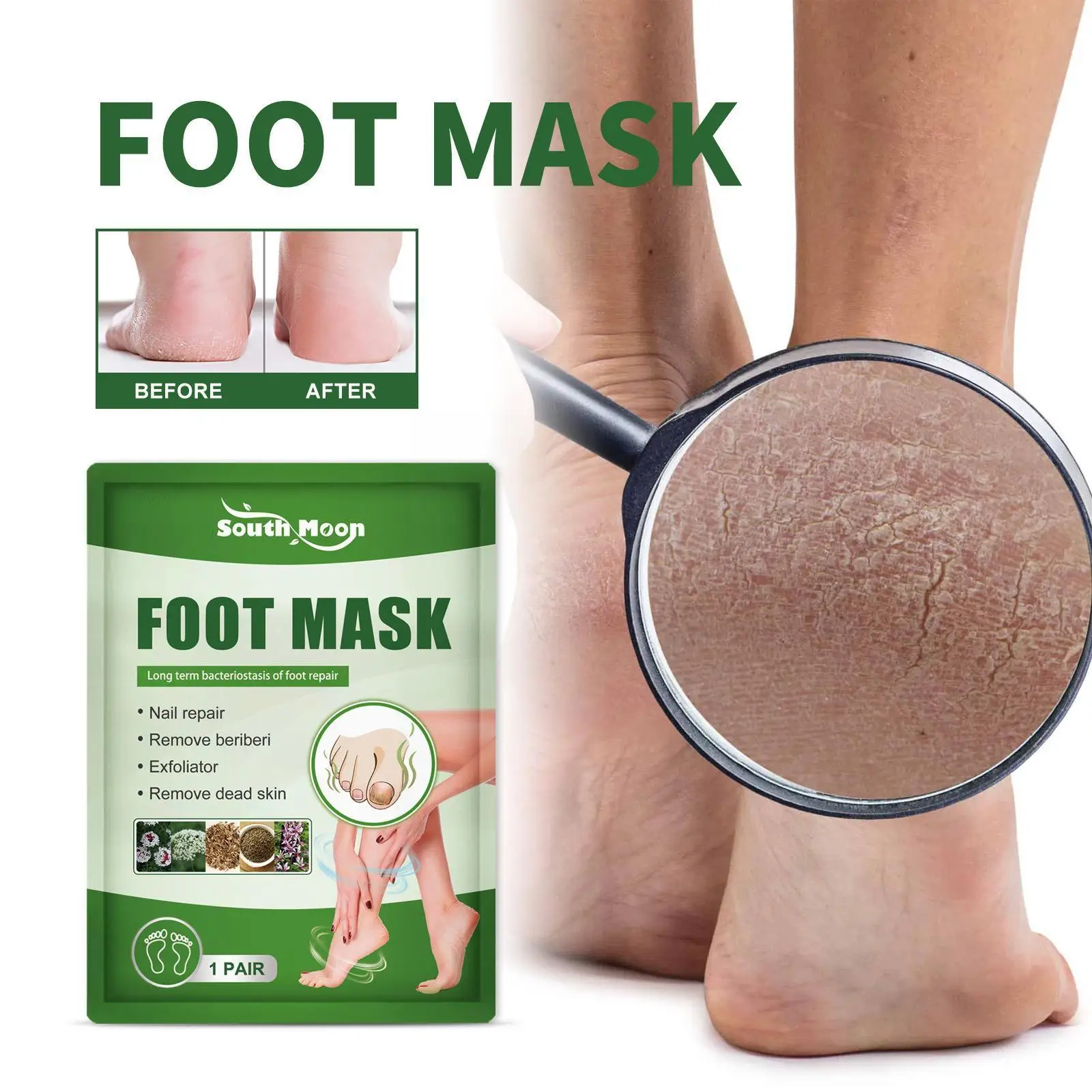 South Moon Feet Exfoliating Foot Masks Pedicure Socks Scrub For Remove Dead Skin Exfoliating Heels Foot Peeling Mask For Fo K6Q2