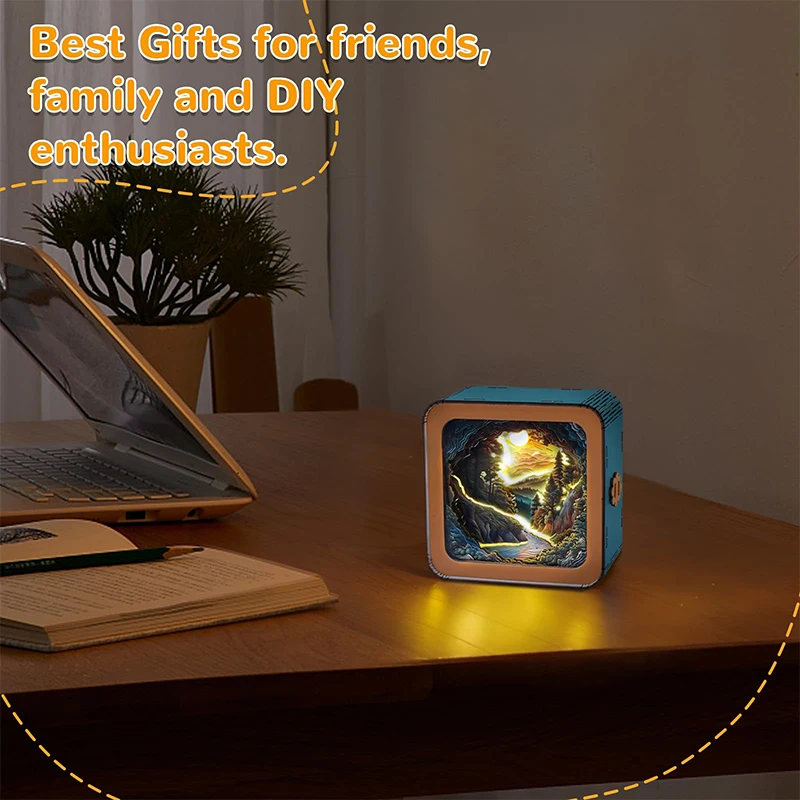 3D Wooden Puzzle Night Light Forest Secret DIY Puzzles For Adults Eye Care Night Light With Touchable Switch Personalized Gifts 3