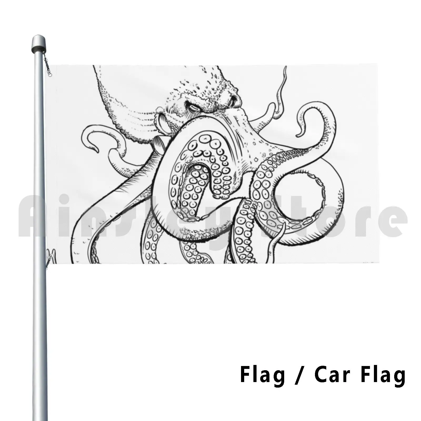 Terrore Dalla Bandiera Profonda Della Bandiera Dell'Auto Stampa Personalizzata Polpo Tattoo Tat Ink Scuba Diver Navy Kraken Spaventoso Natale