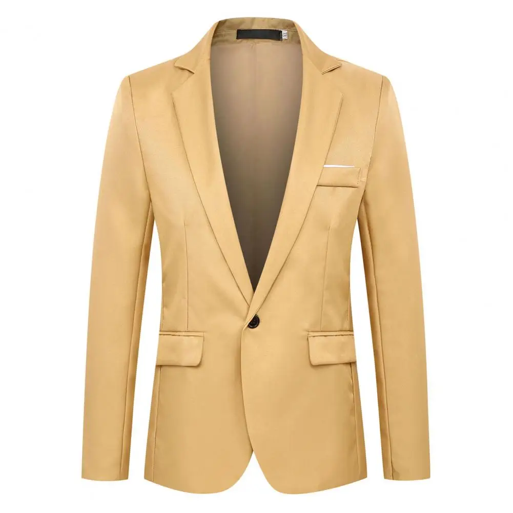 Stylish Suit Jacket Plus Size Men Suit Coat One Buckle Pure Color Slim Fit Blazer  Streetwear