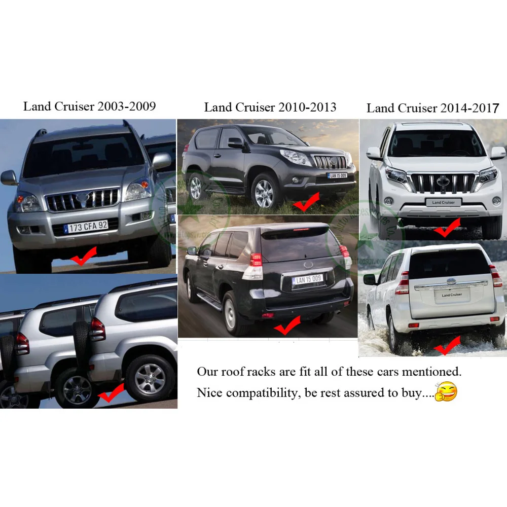 roof rack roof rail bar for Toyota Land Cruiser prado 120 150 series FJ120 FJ150 KDJ120 KDJ150 LC KZJ GRJ RZJ UZJ TRJ LJ