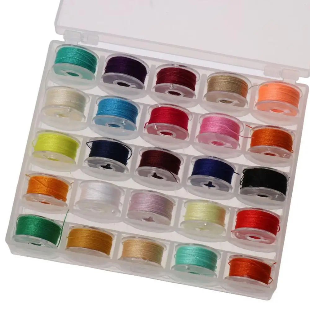 

Размер А, предварительно намотанные бобины (SA156), разные цвета, вышивка нитью, класс 15, 25 цветов, прозрачная пластиковая коробка для хранения