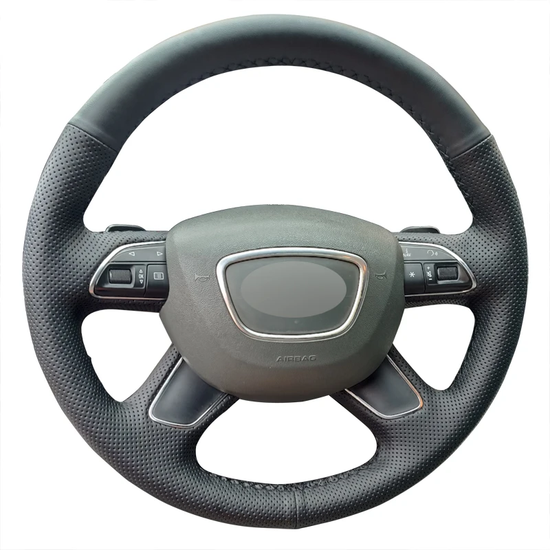 

Оплетка на руль из микрофибры, кожаный Противоскользящий чехол для 2017 Audi Q3 A8, автомобильные аксессуары