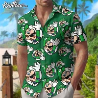 Super Mario Camicia Hawaiana con Stampa Integrale di Toad, Bowser, Luigi, Yoshi 5