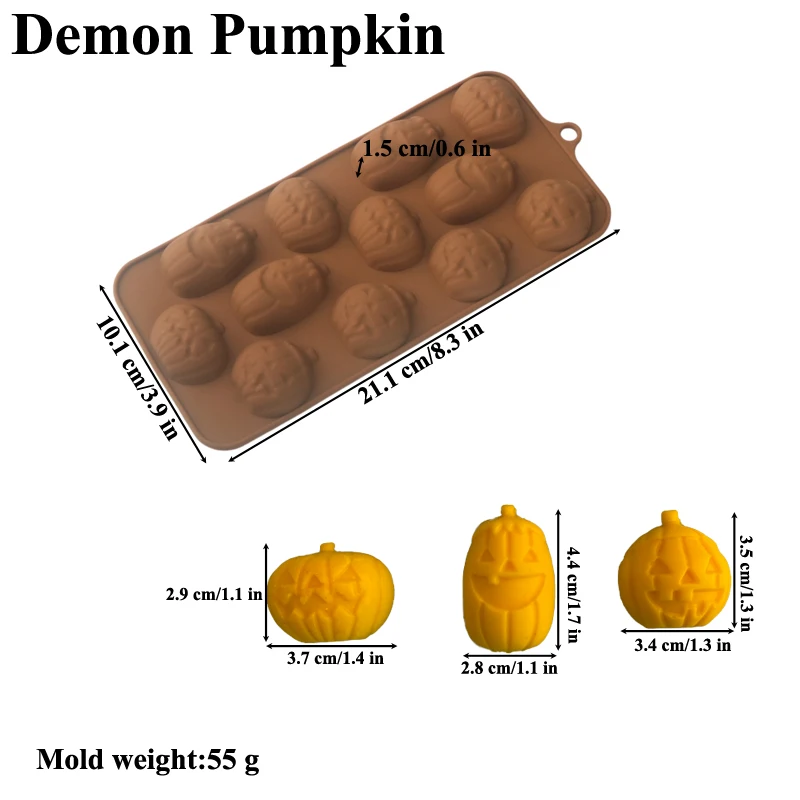 Halloween Silicone Cake Mold, Pumpkin Skull Bat Tombstone Ghost Spider Witch Shape Choc... - SKU HSCM1908 - UGI Packaging
