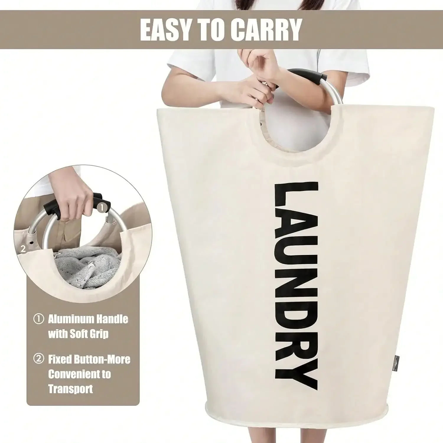 115L Large Laundry Basket Foldable Fabric Laundry Basket Foldable Sturdy Handle Bag Waterproof Clothes Bucket Dirty Cloth Bag 5