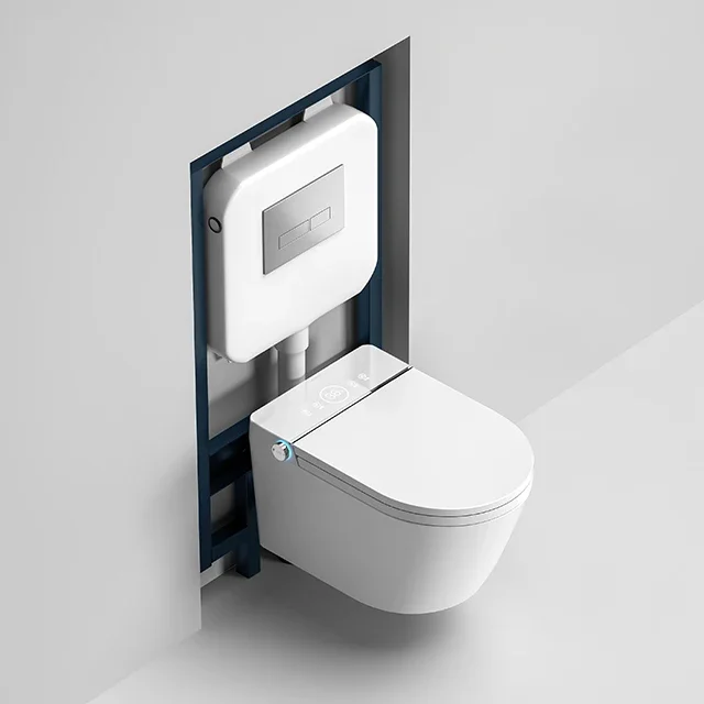 YYHC-Bathroom bidet foot sensor auto automatic flush intelligent wc complete set wall hung smart toilet with tank smart hanging 6