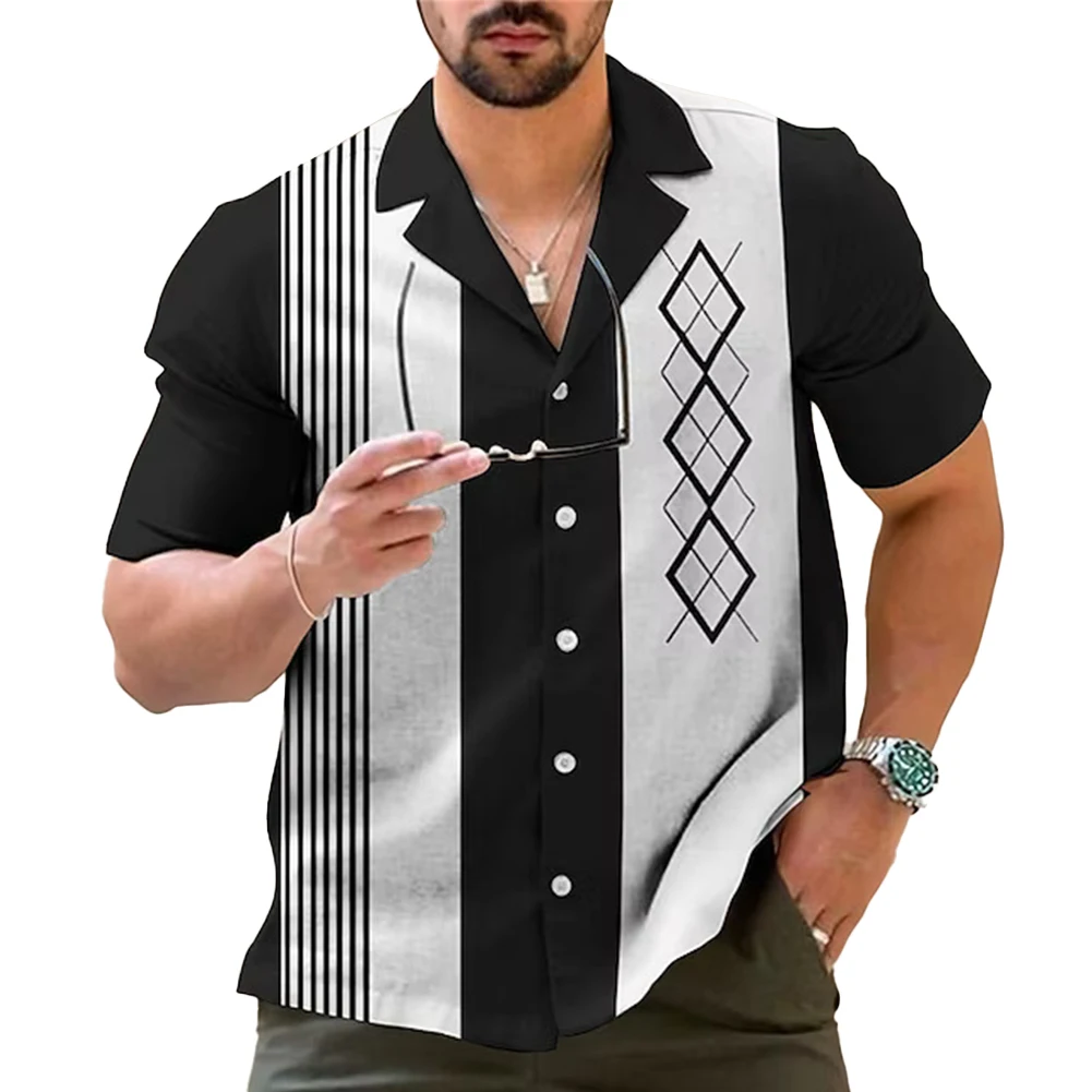 Camisa Gris Hombre Camisa De Bolos Clásico De Manga Corta Con Botones Para  . | Meses Sin Camisas Verano Hombre, image size:1001x1001