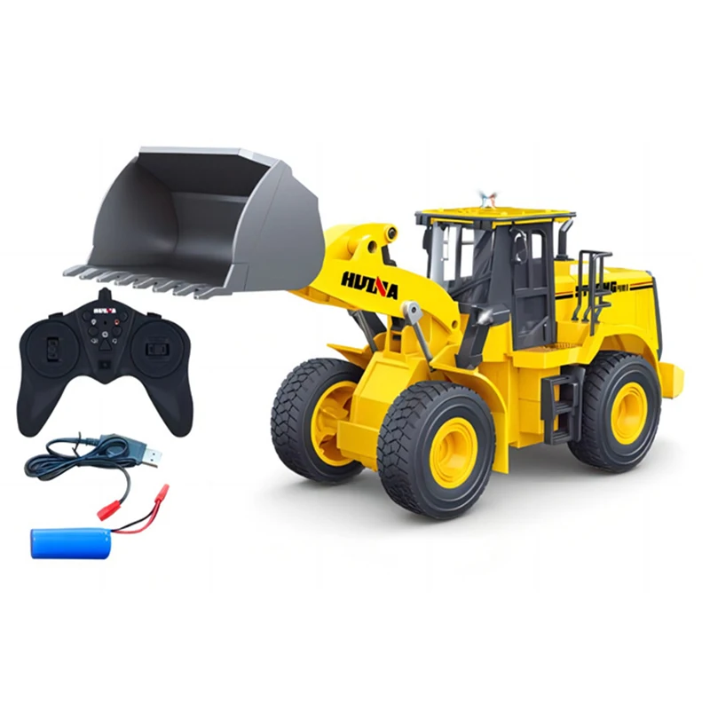 Huina 662 RC Bulldozer Truck 11CH Alloy Bucket Truck 2.4Ghz Remote Controlled Car Engineering Loading  Car Toy Gift For Boys 5