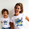 Family Look Disney Stitch T Shirt Mother and Kids Matching Outfits Fashion Streetwear Mom and Daughter Son Family Clothes Tops 3
