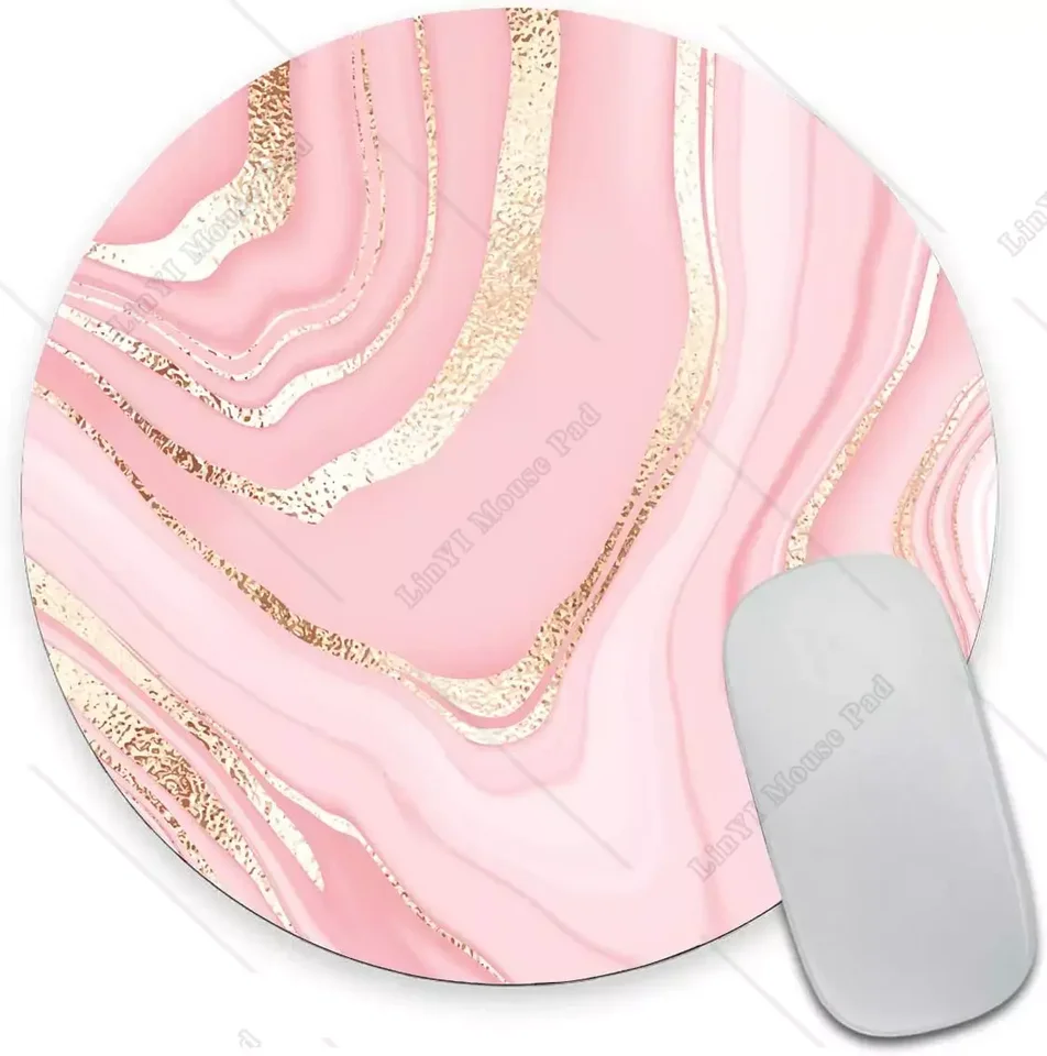 Tappetino Per Mouse Ergonomico Con Supporto In Gel Per Polso - Effetto Marmo Rosa - Antiscivolo In Gomma Naturale